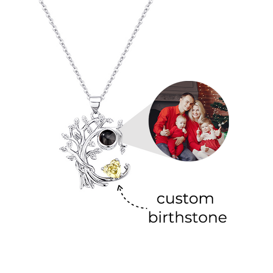 Tree of Life Photo Necklace With Birthstone