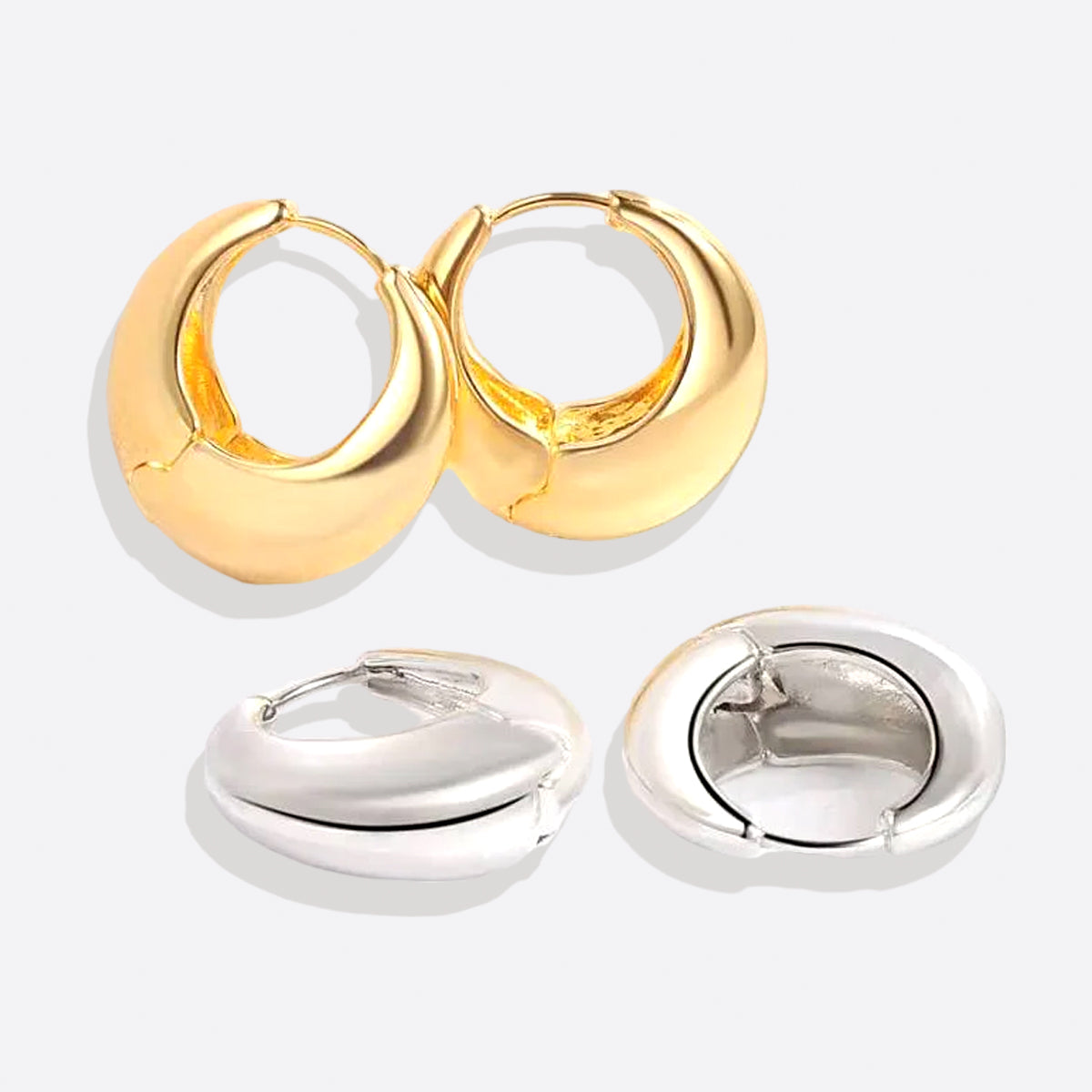 Chunky Round Dome Huggie Earrings