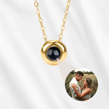 Projection Necklace with Picture Inside Circle Minimal Sterling Silver