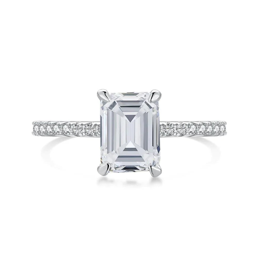 CLASSIC 3CT EMERALD CUT PAVÈ BAND ENGAGEMENT RING