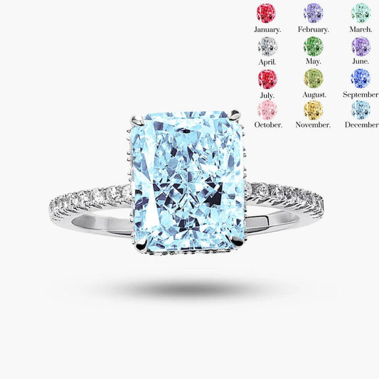 Classic Big Radiant Cut Birthstone Engagement Ring for Women