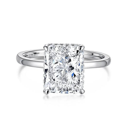 Classic Elongated Radiant Cut Plain Band Solitaire Ring