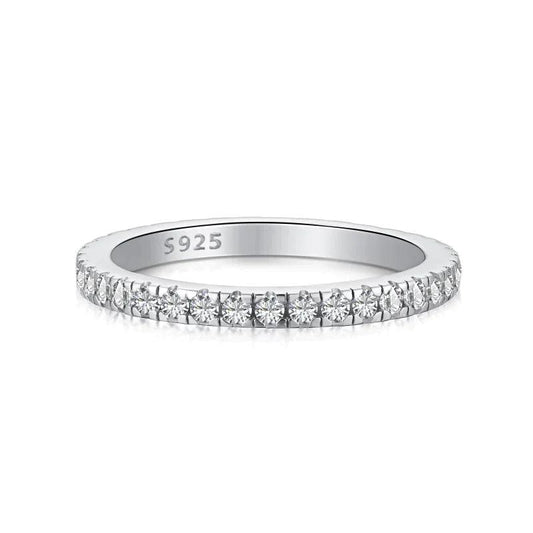 Classic Pave Set Full CZ Eternity Band Ring In Sterling Silver