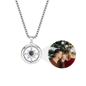 Love Compass Necklace with Hidden Photo