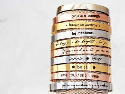 Thin Engraved Bracelet | 1/4" Cuff