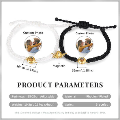 Couple Photo Projection Bracelet with Picture Inside | Gold Round Charms