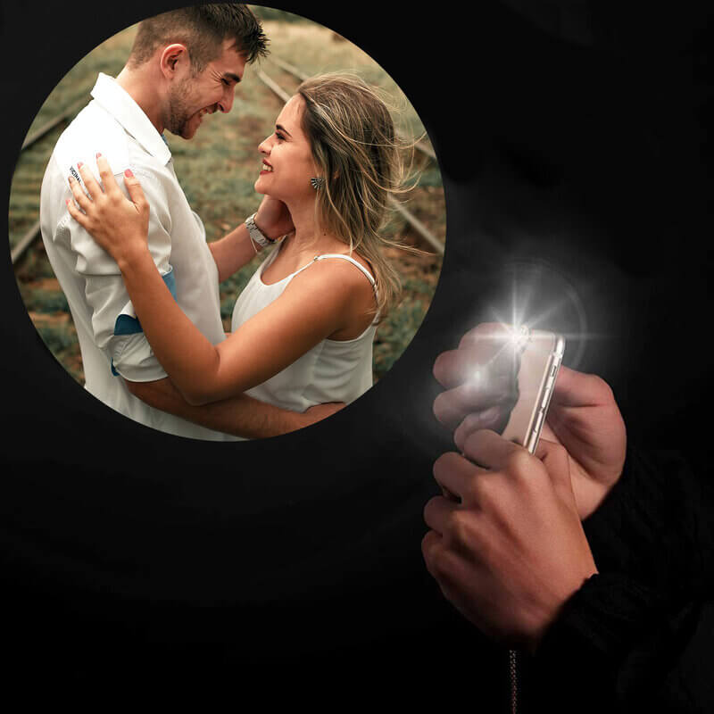 Couple Photo Projection Bracelet with Picture Inside | Infinity Charms Photo Bracelets