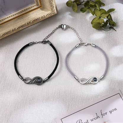 Couple Photo Projection Bracelet with Picture Inside | Infinity Charms Photo Bracelets