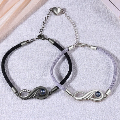 Couple Photo Projection Bracelet with Picture Inside | Infinity Charms Photo Bracelets