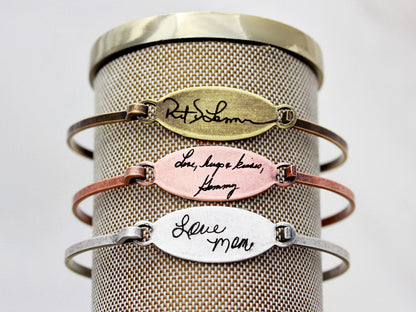 Handwriting Bracelet | Oval Bangle