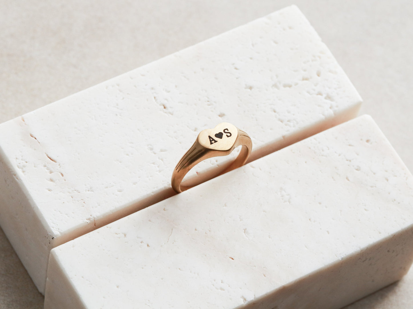 Engraved Signet Heart Ring