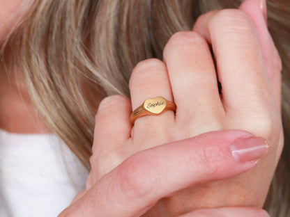 Engraved Signet Heart Ring