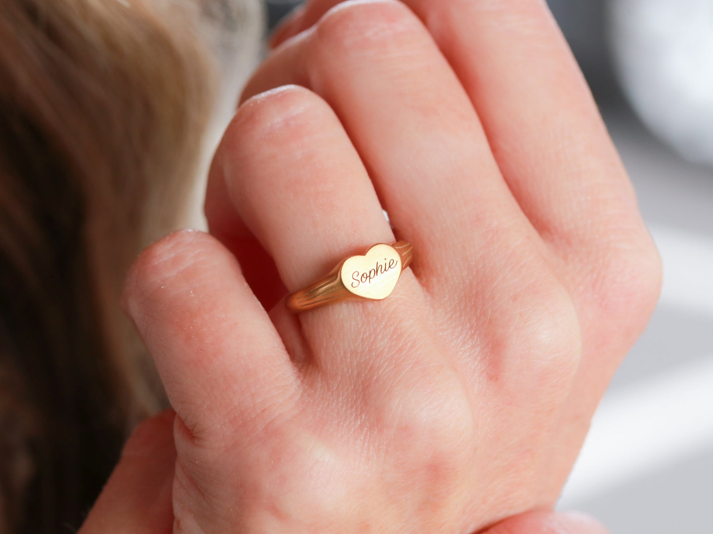 Engraved Signet Heart Ring