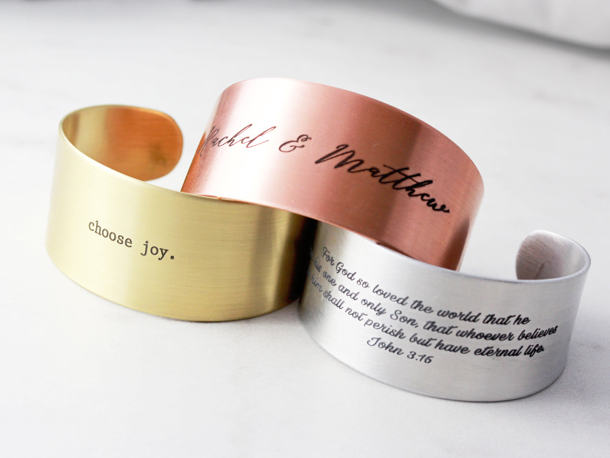 Thick Engraved Bracelet | 1 1/8" Cuff