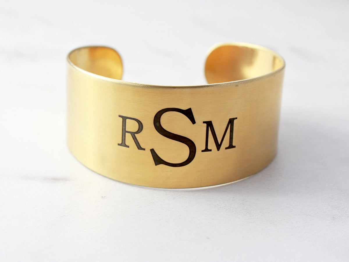 Thick Engraved Bracelet | 1 1/8" Cuff