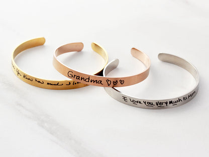 Thin Handwriting Bracelet | 1/4" Cuff