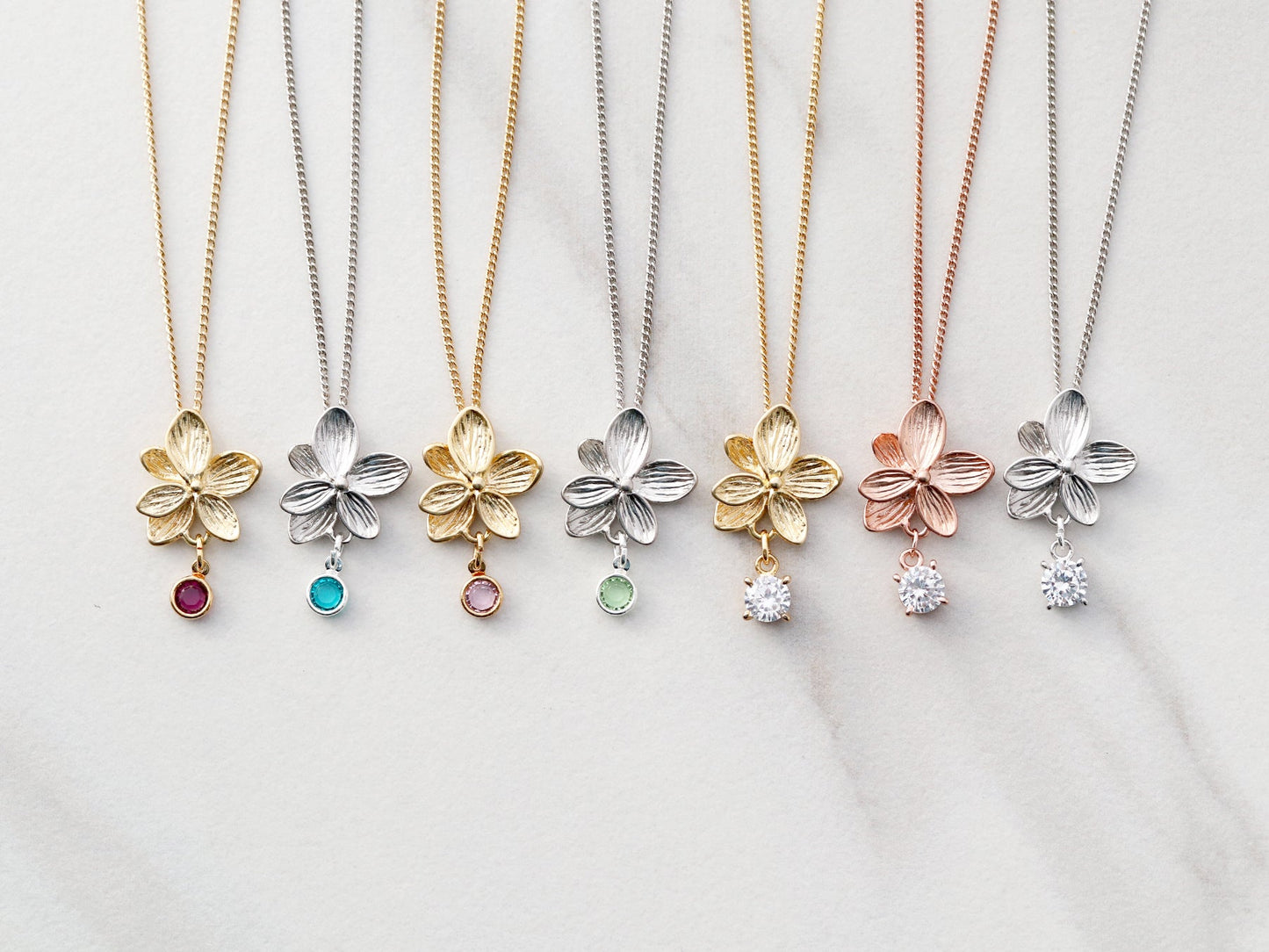 Children's Flower + Birthstone Necklace