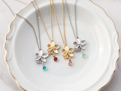 Children's Flower + Birthstone Necklace