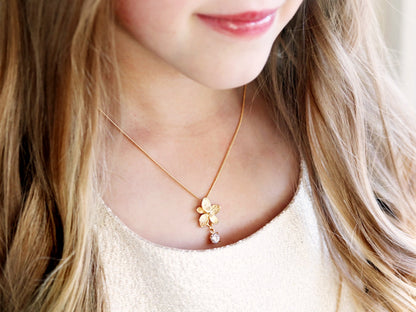 Children's Flower + Birthstone Necklace