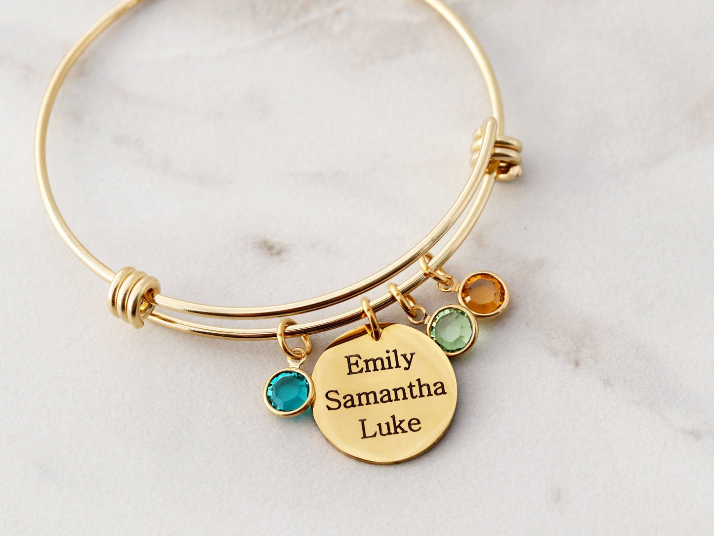 Names + Birthstones Charm Bracelet