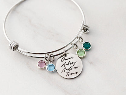 Names + Birthstones Charm Bracelet