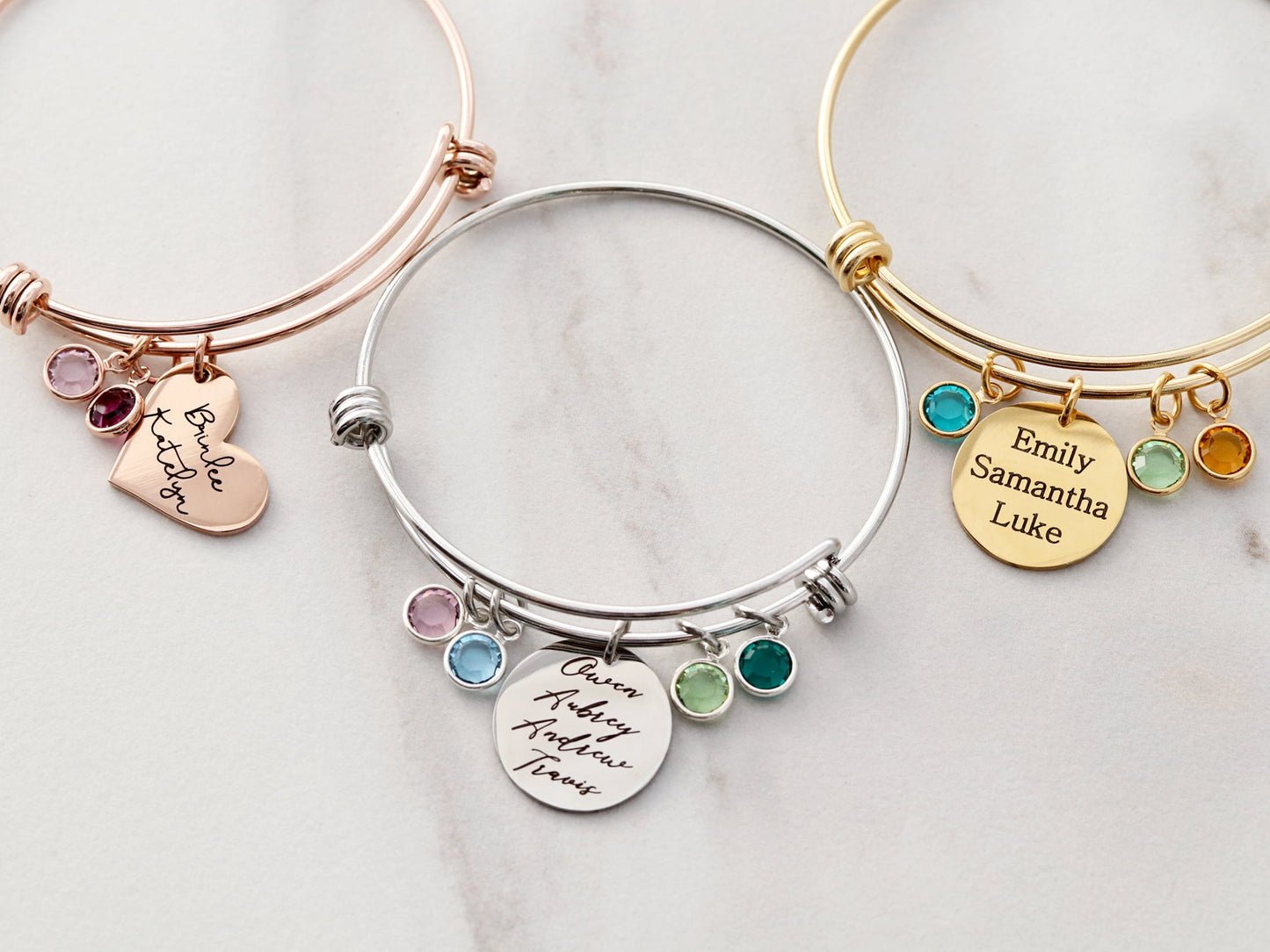 Names + Birthstones Charm Bracelet