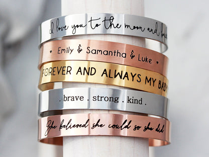 Medium Engraved Bracelet | 3/8" Cuff