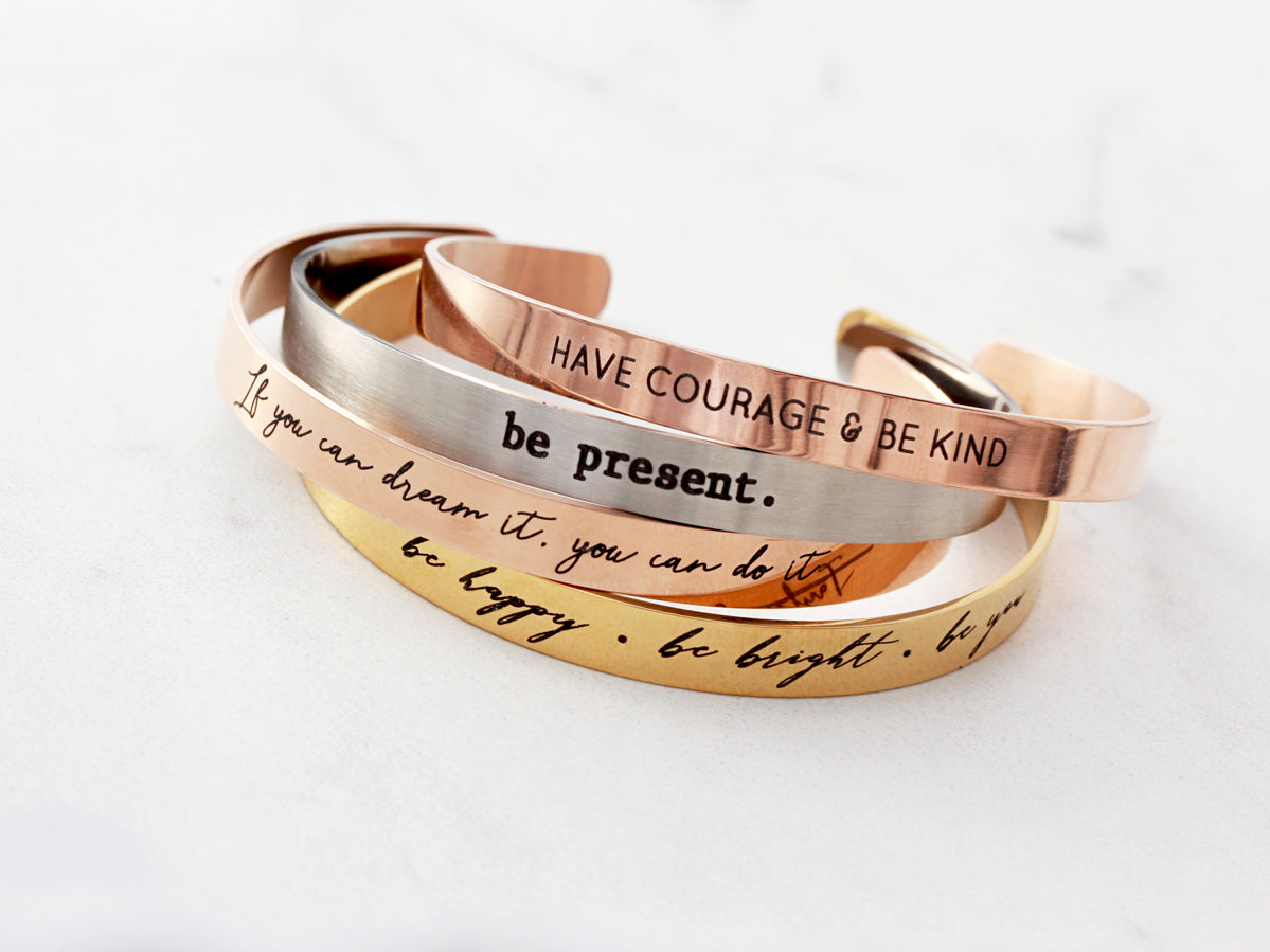 Thin Engraved Bracelet | 1/4" Cuff