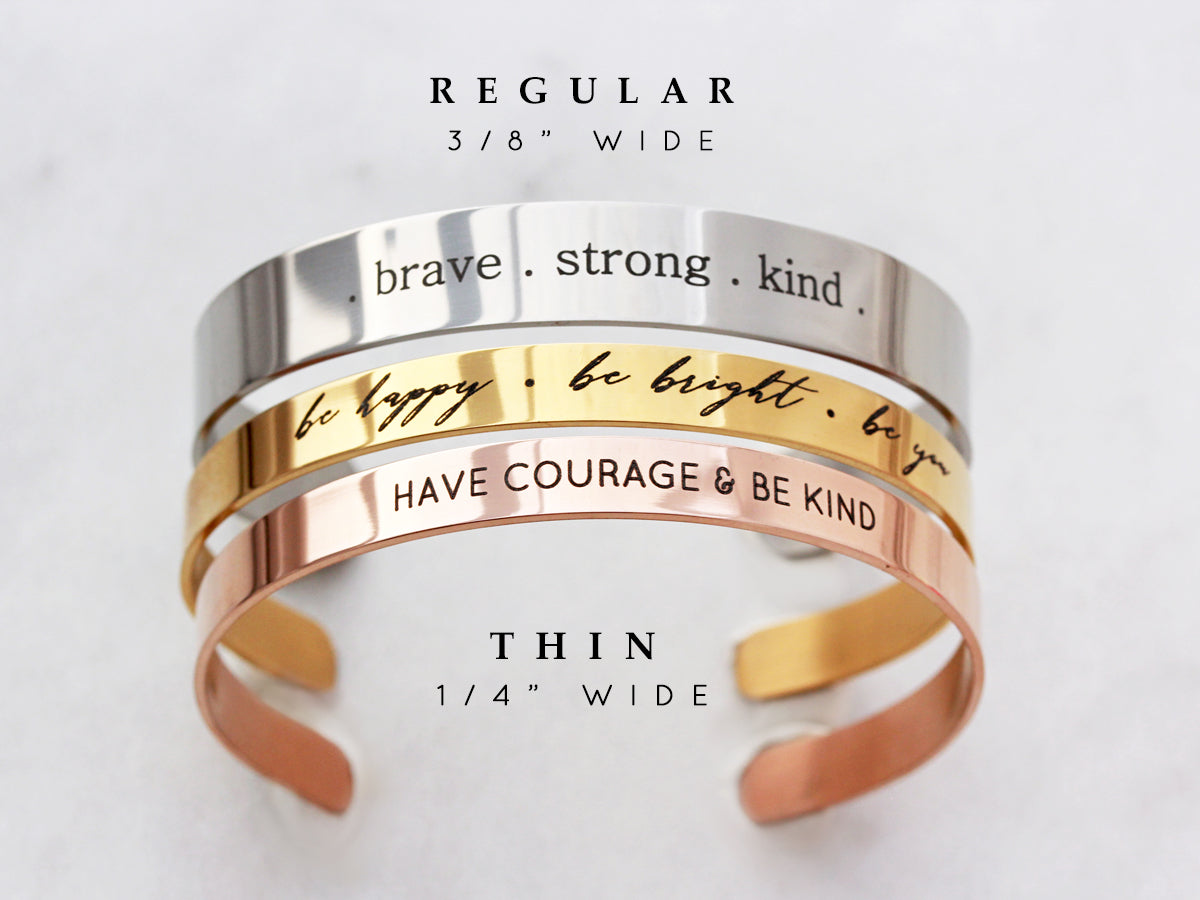 Thin Engraved Bracelet | 1/4" Cuff