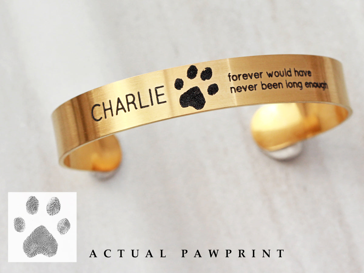 Actual Paw Print Bracelet | 3/8" Cuff