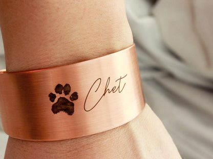 Actual Paw Print Bracelet | 1 1/8" Cuff