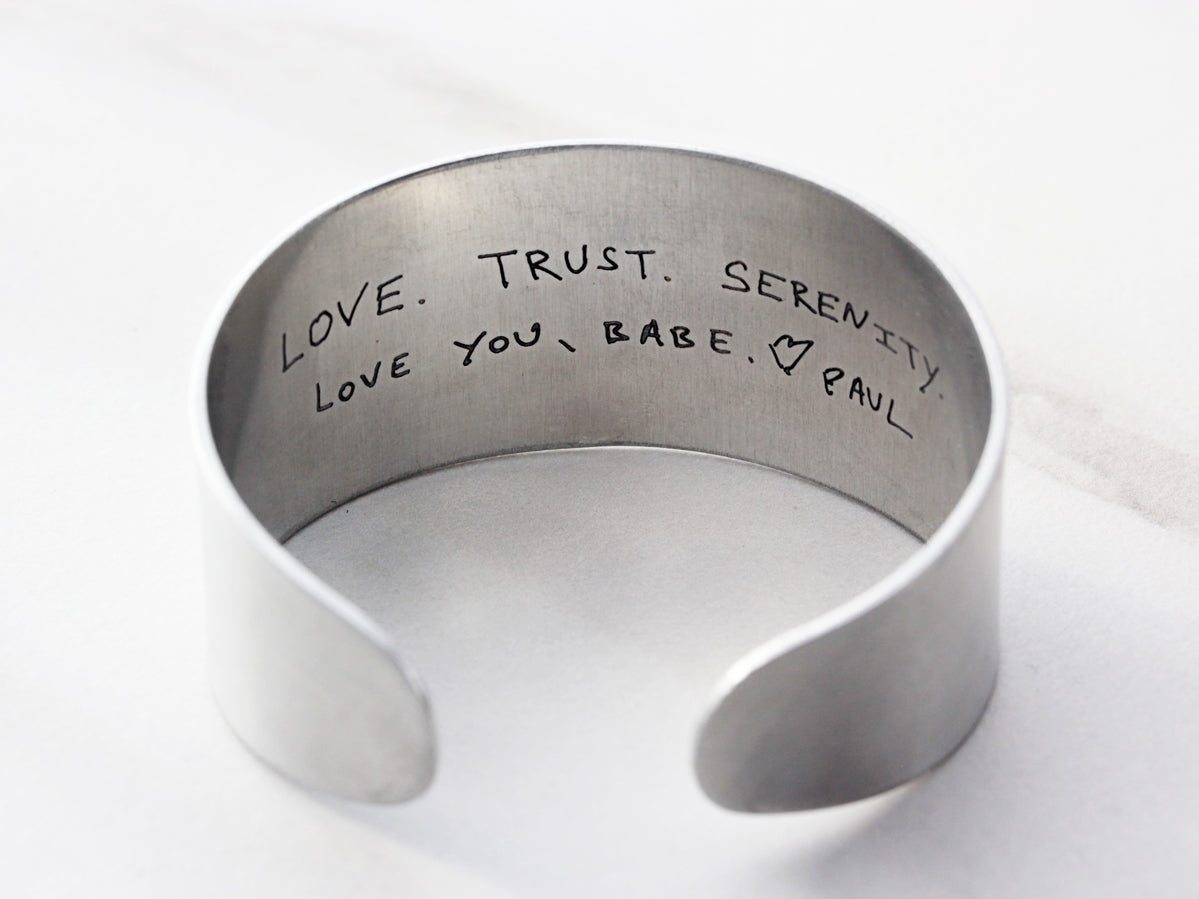 Thick Handwriting Bracelet | 1 1/8" Cuff