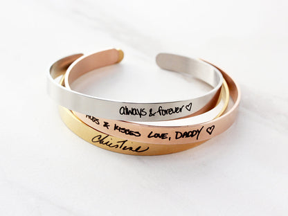 Thin Handwriting Bracelet | 1/4" Cuff