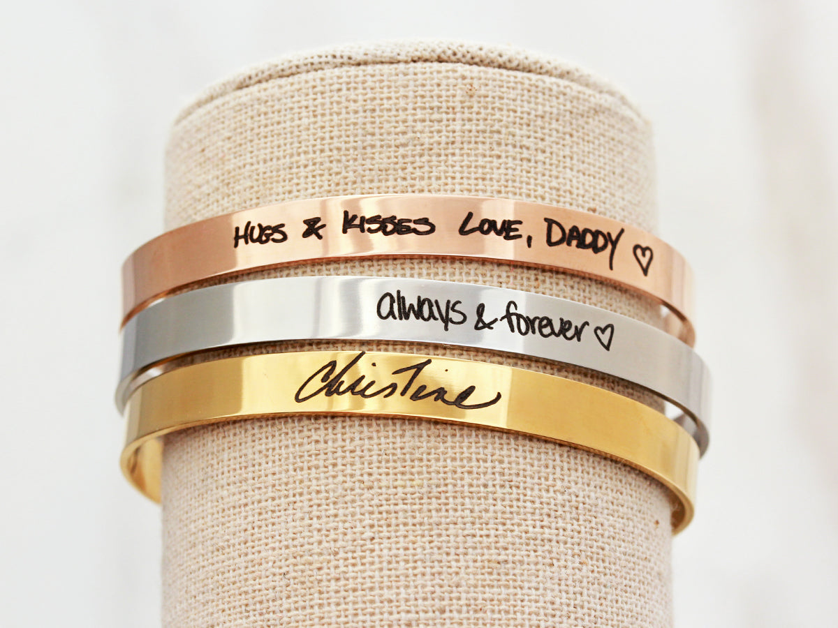 Thin Handwriting Bracelet | 1/4" Cuff