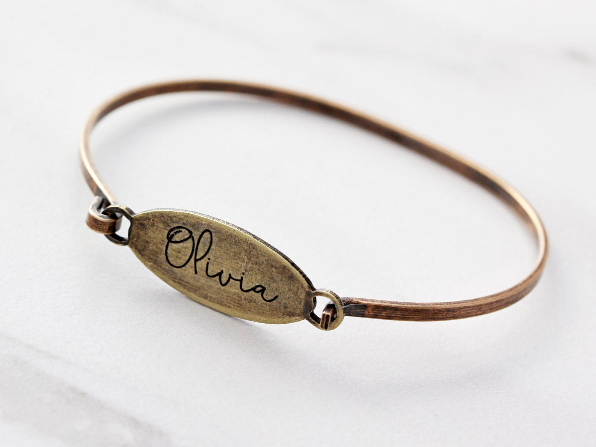 Antiqued Bracelet | Oval Bangle