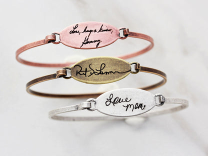 Handwriting Bracelet | Oval Bangle