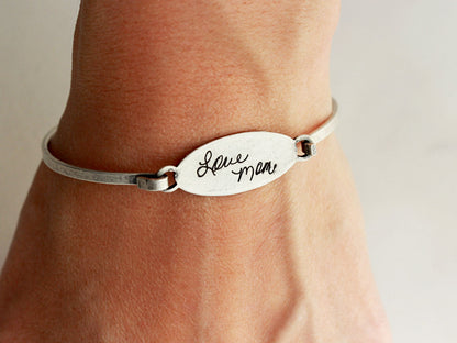 Handwriting Bracelet | Oval Bangle