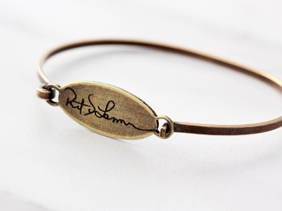 Handwriting Bracelet | Oval Bangle