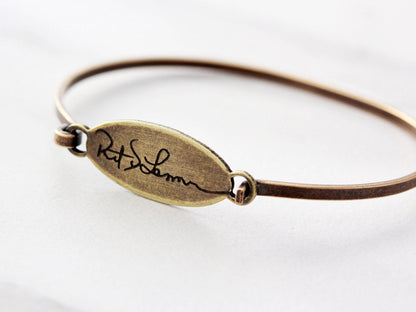 Handwriting Bracelet | Oval Bangle