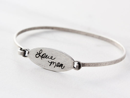 Handwriting Bracelet | Oval Bangle