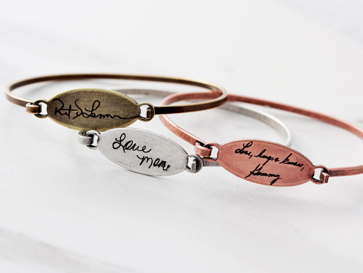 Handwriting Bracelet | Oval Bangle