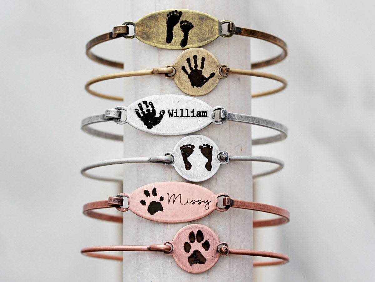 Actual Paw Print Bracelet | Bangle Bracelet