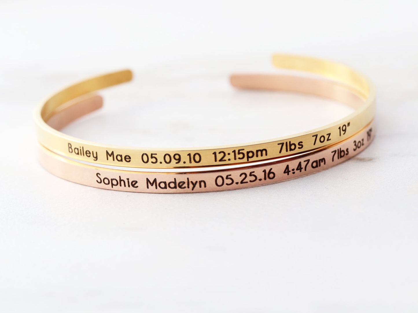 Birth Stat Cuff Bracelet | Skinny Cuff