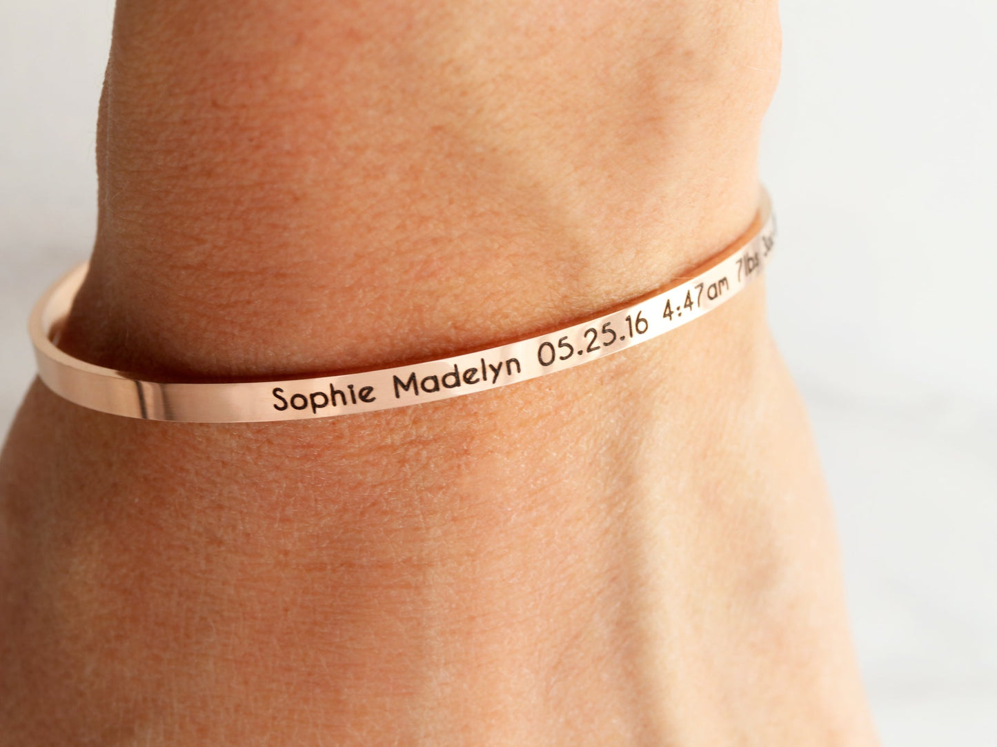 Birth Stat Cuff Bracelet | Skinny Cuff