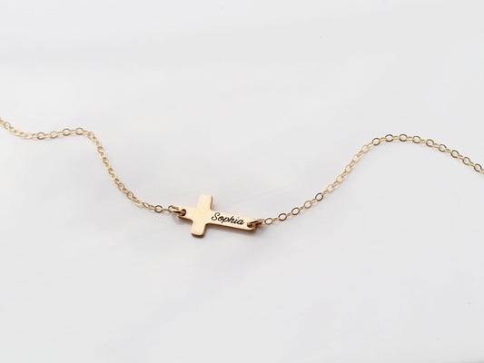 Engraved Cross Necklace