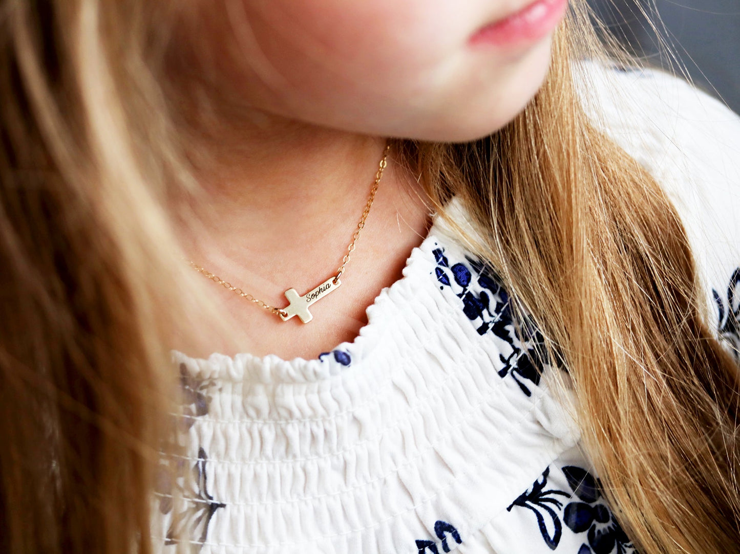 Children's Engraved Cross Necklace