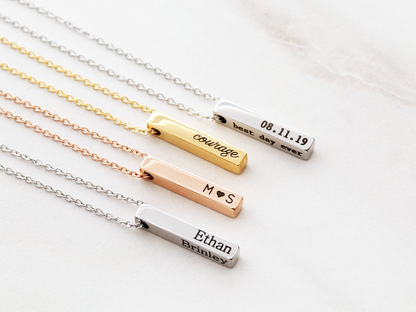 4 Sided Bar Necklace | Short Bar