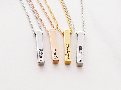 4 Sided Bar Necklace | Short Bar