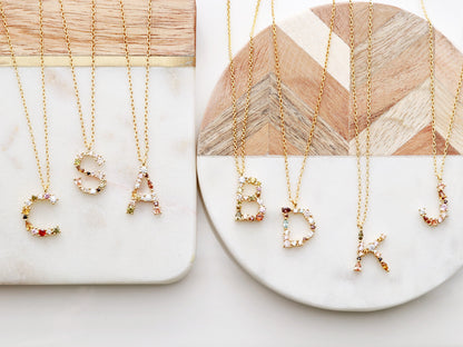 Crystal Initial Necklace