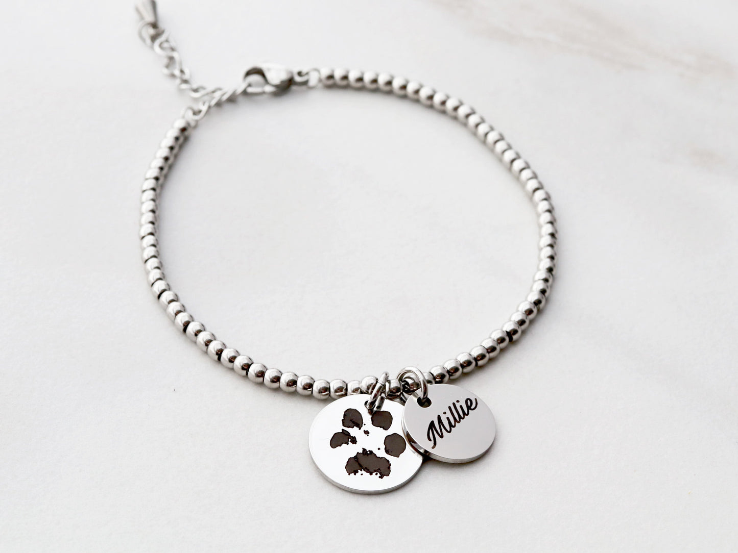 Actual Paw Print Beaded Bracelet